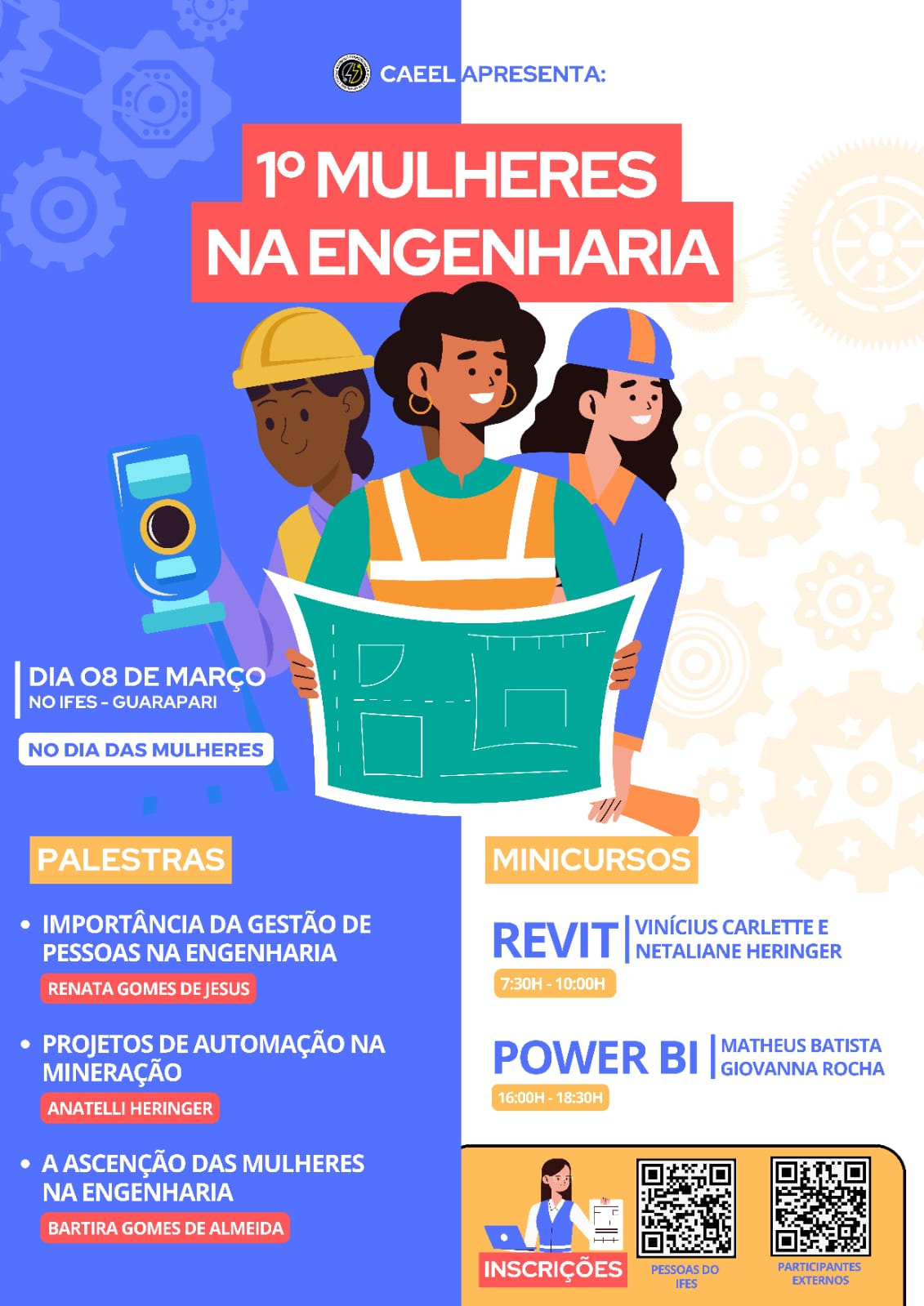 Cartaz de divulgação do evento 1º Mulheres na Engenharia