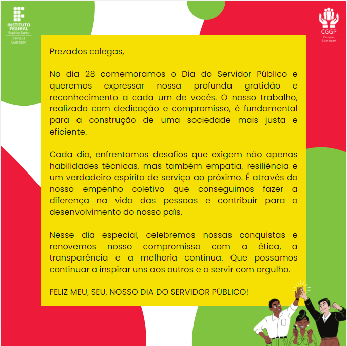 Mensagem da CGGP em homenagem ao Dia do servidor público