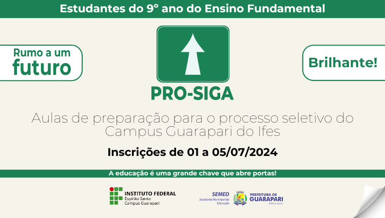 Inscrições abertas projeto PRO-SIGA