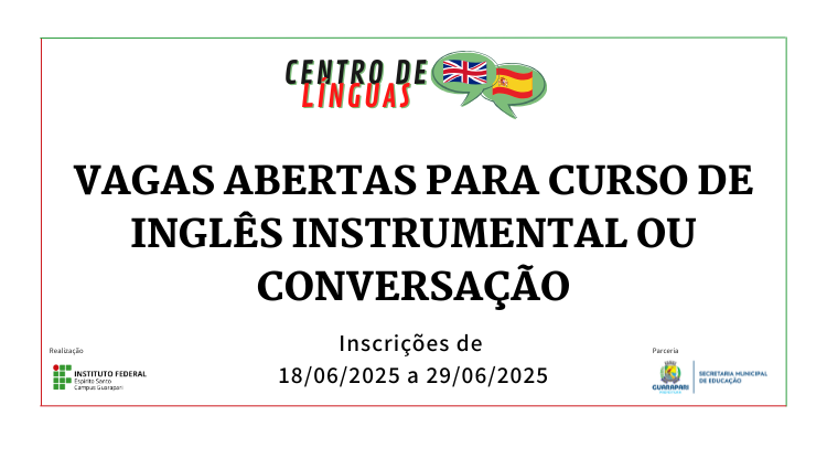 Edital 12/2025/DPPGE - Curso de inglês para estudantes do campus Guarapari